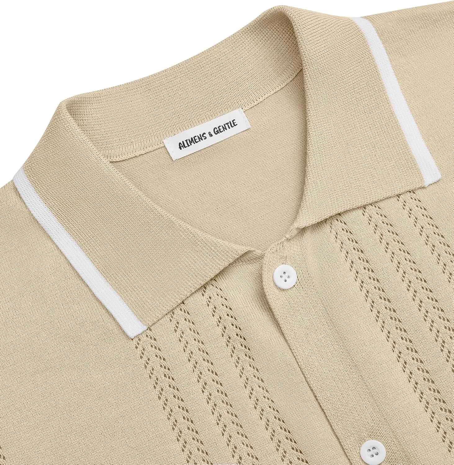 Alimens & Gentle Mens Shirts Casual Button Down Shirts Beach Vintage Knit Short Sleeve Polo Shirt for Men