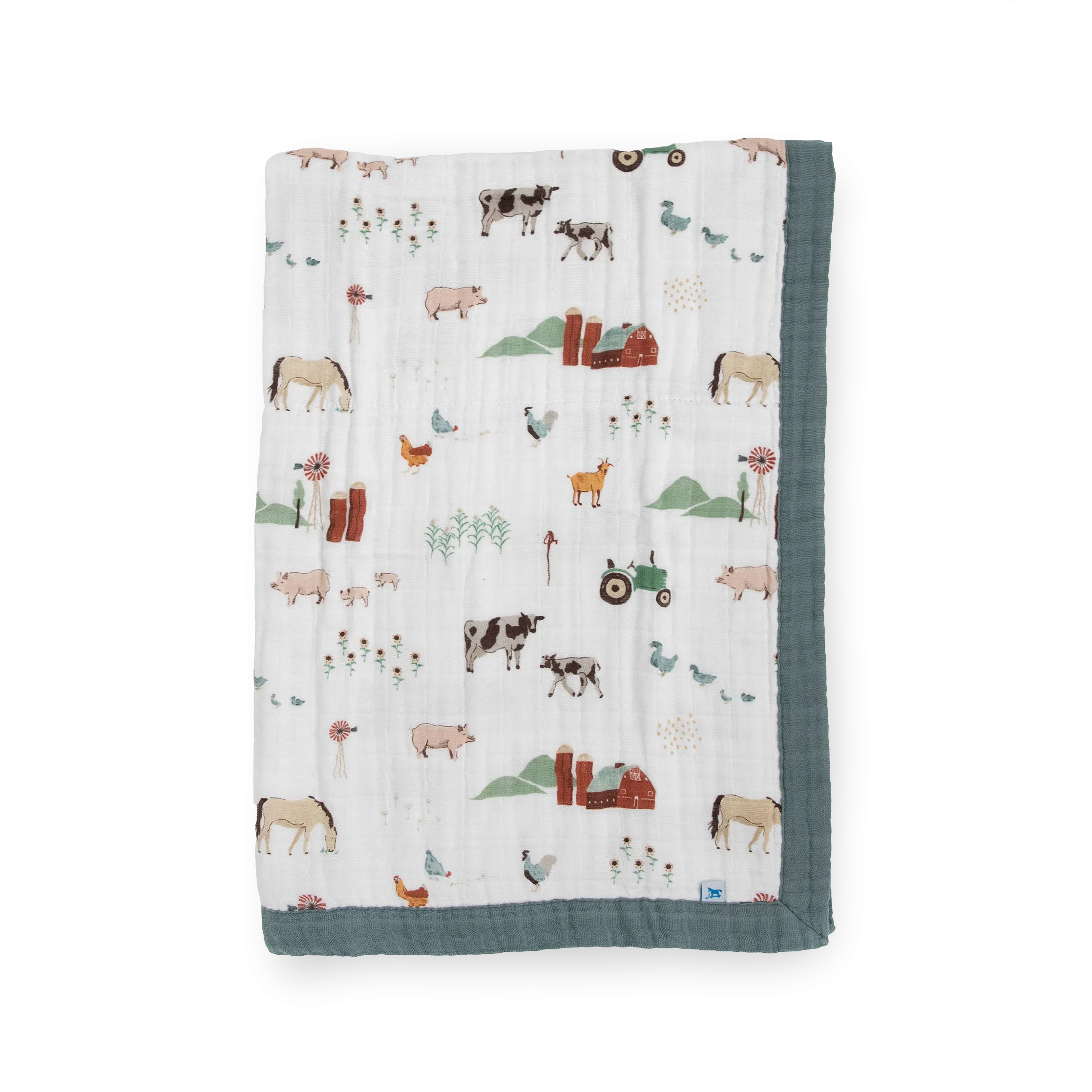 Cotton Muslin Baby Quilt - Farmyard
