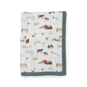 Cotton Muslin Baby Quilt - Farmyard