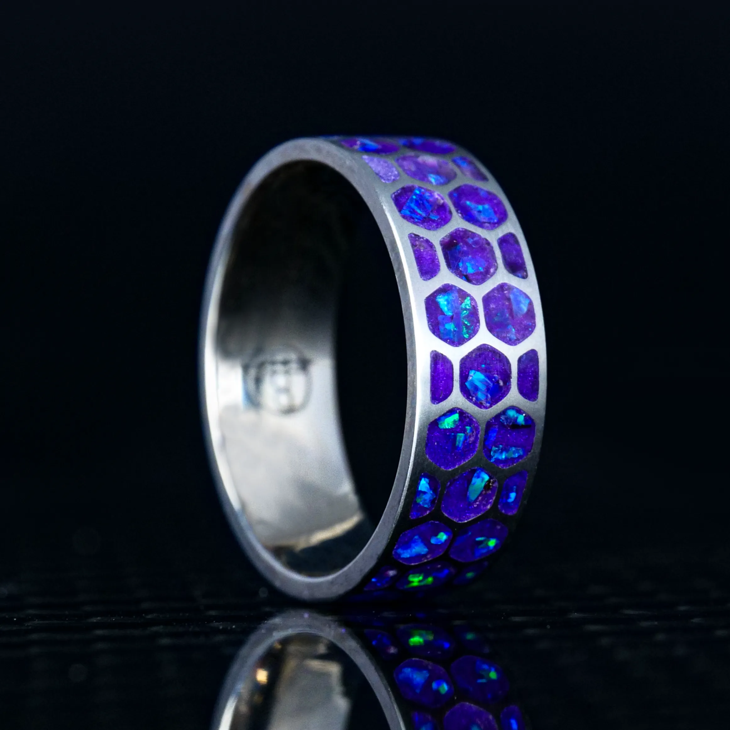 Custom Hexagon Titanium Glowstone Ring