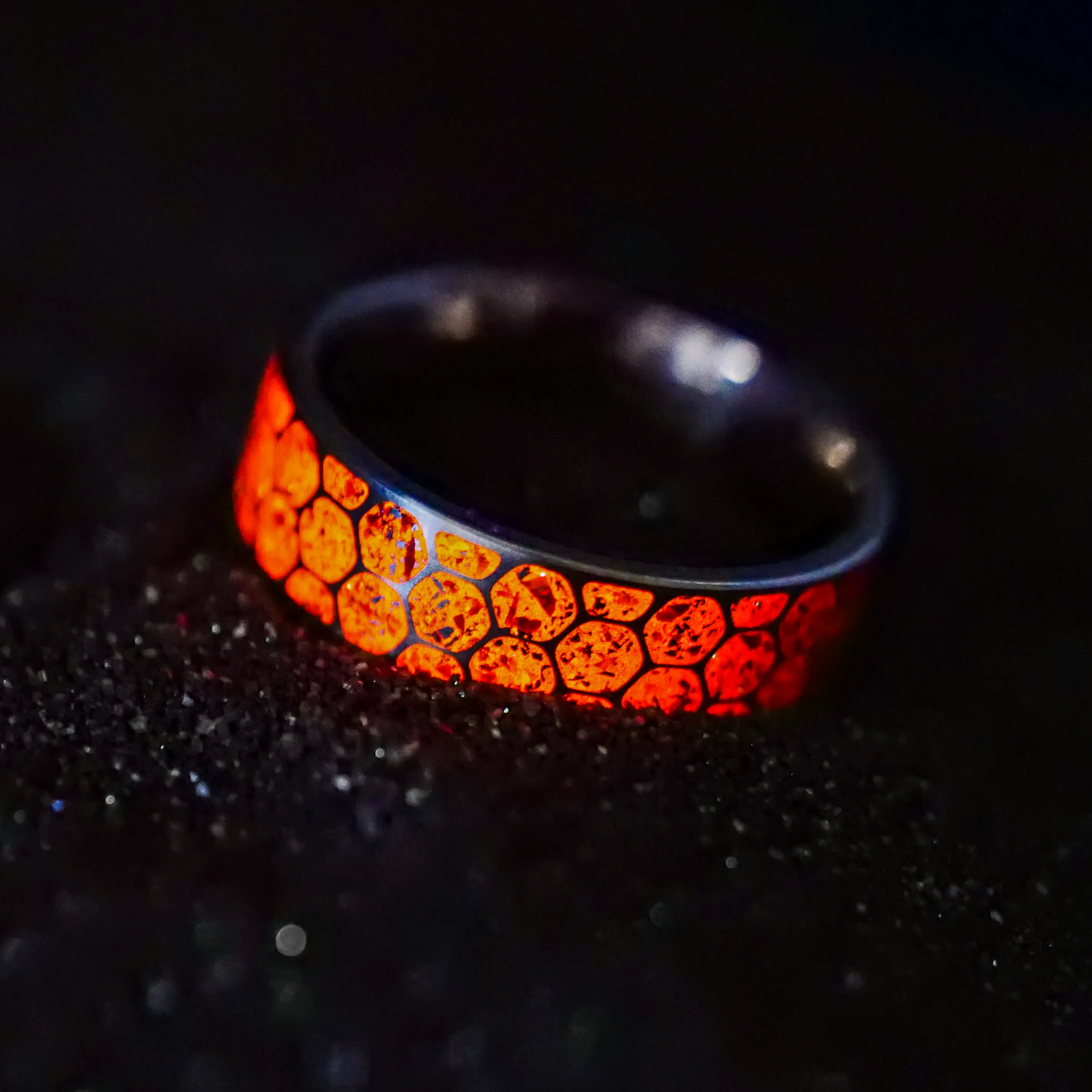 Custom Hexagon Titanium Glowstone Ring