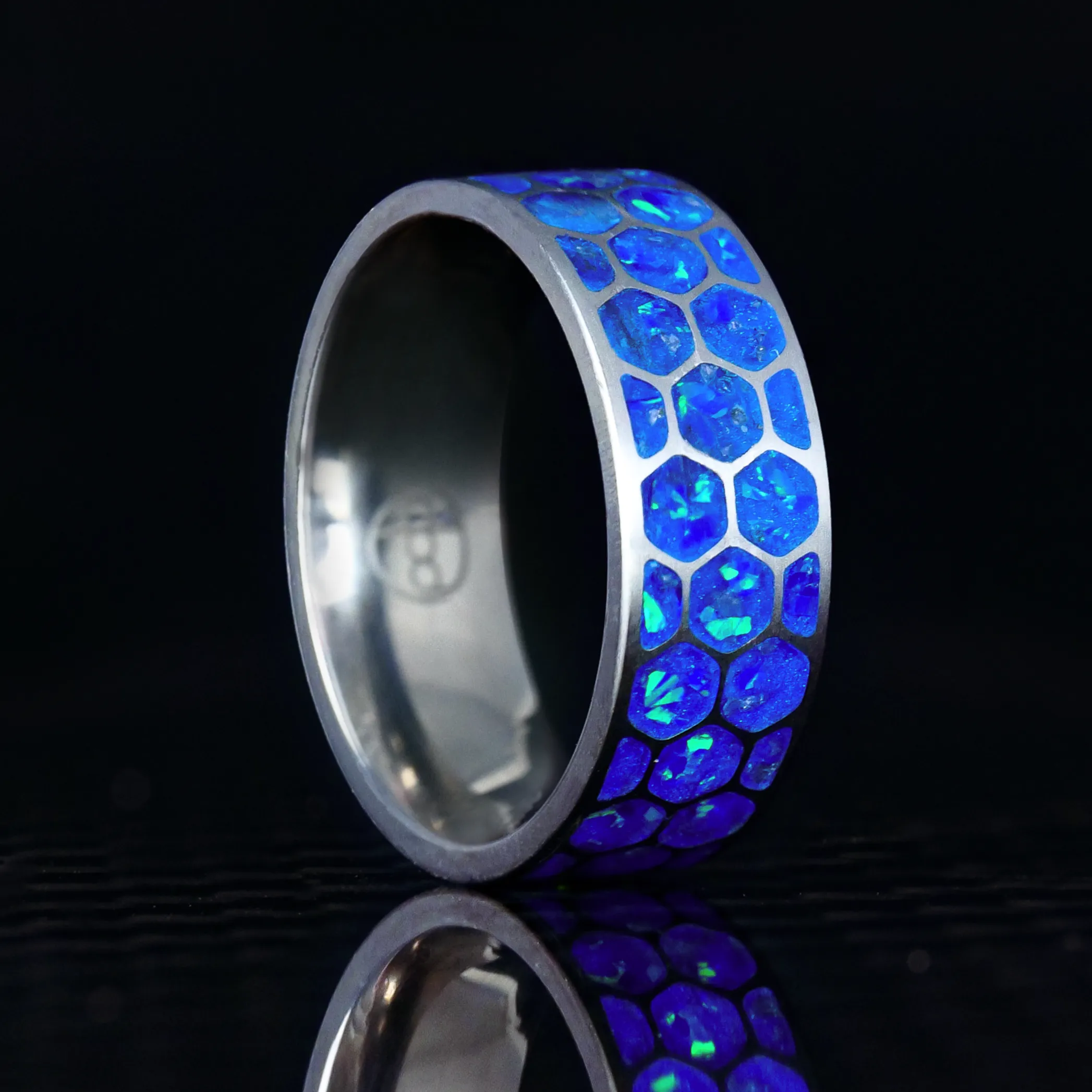 Custom Hexagon Titanium Glowstone Ring