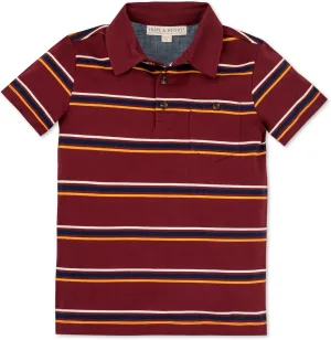 Hope & Henry Boys' Micro Stripe Jersey Short Sleeve Polo Shirt
