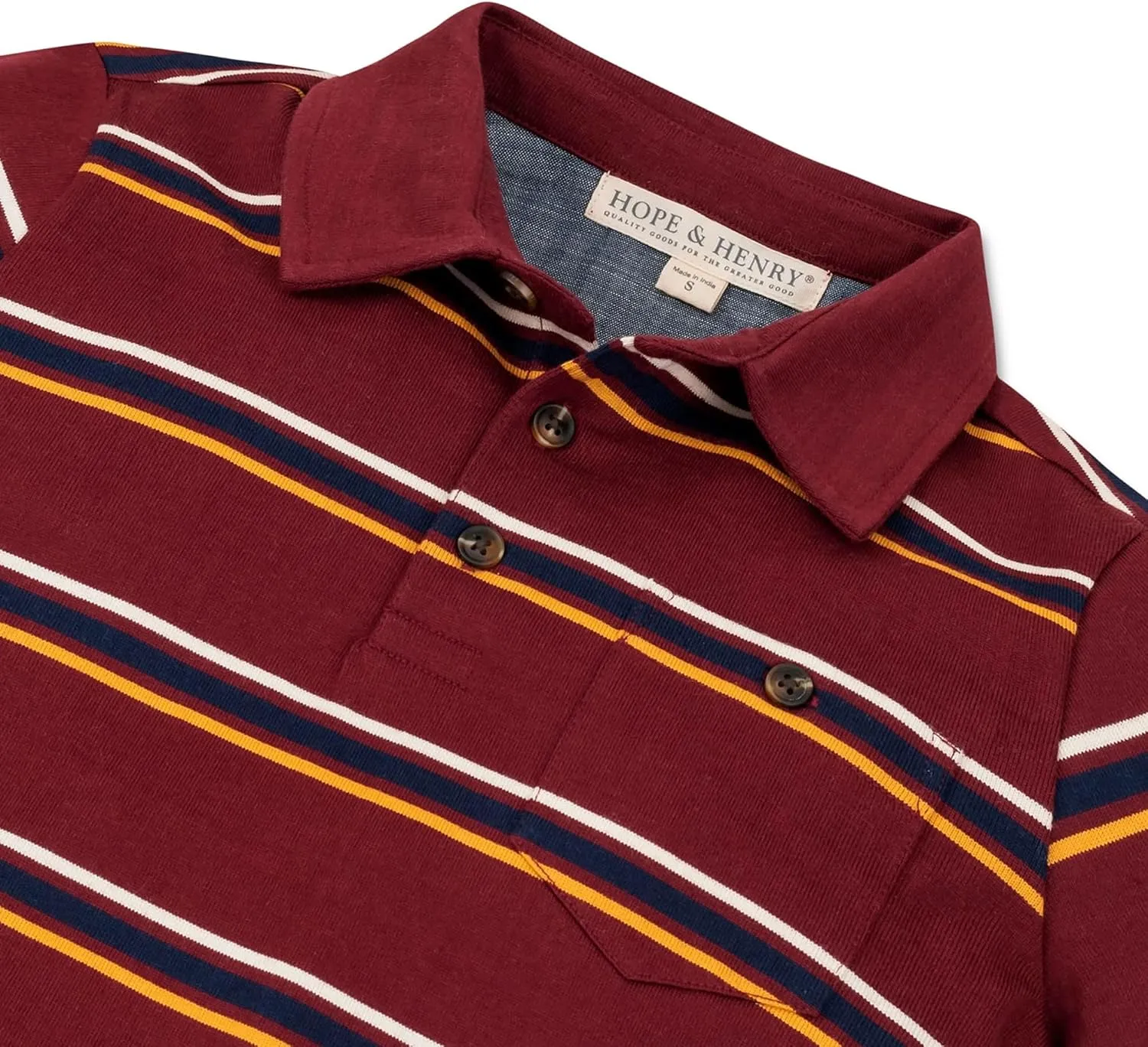 Hope & Henry Boys' Micro Stripe Jersey Short Sleeve Polo Shirt