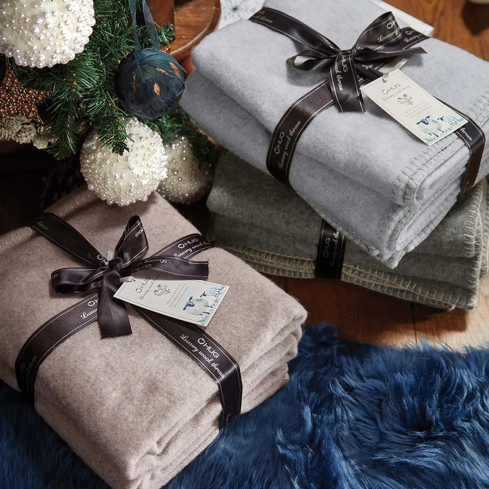 Luxury Wool Throw Mushroom and Sandstone