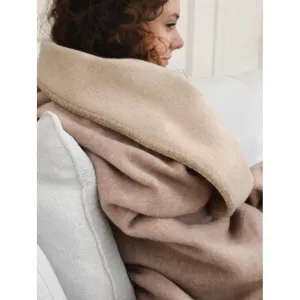 Luxury Wool Throw Mushroom and Sandstone