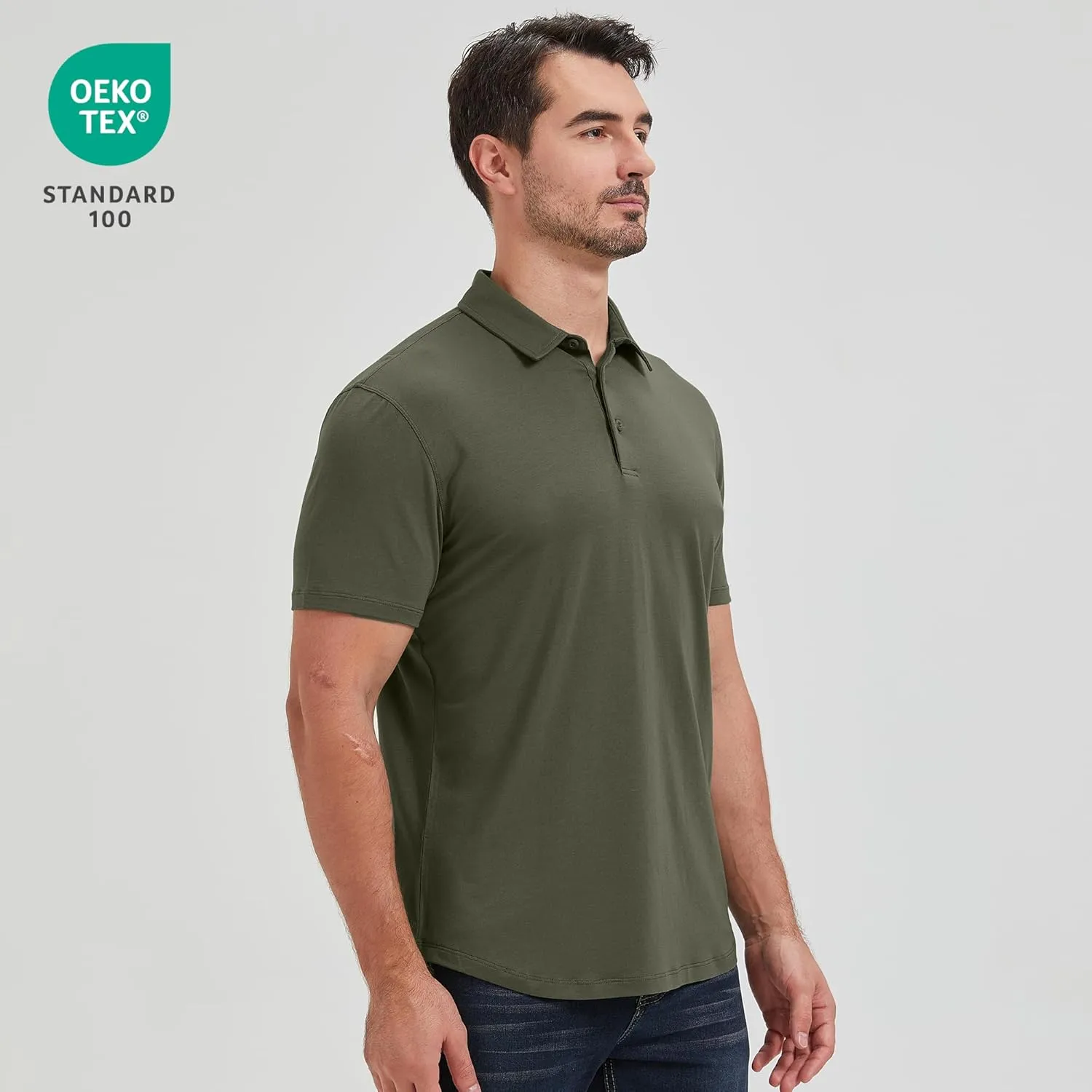 netdraw Mens Lightweight Bamboo Viscose Polo Ultra Soft Curved Hem UPF 50  Casual Collared Golf Shirt