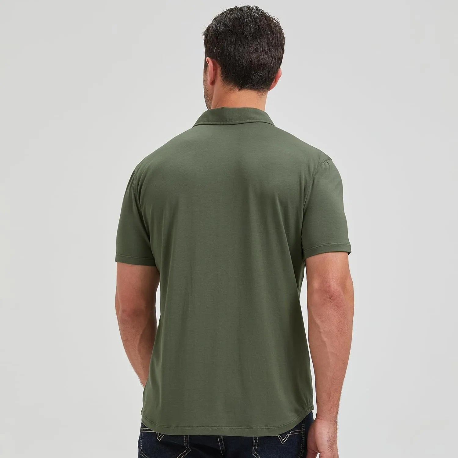 netdraw Mens Lightweight Bamboo Viscose Polo Ultra Soft Curved Hem UPF 50  Casual Collared Golf Shirt