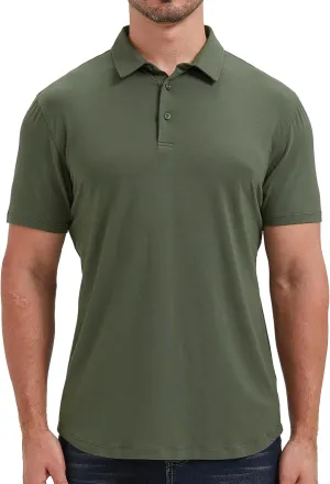 netdraw Mens Lightweight Bamboo Viscose Polo Ultra Soft Curved Hem UPF 50  Casual Collared Golf Shirt