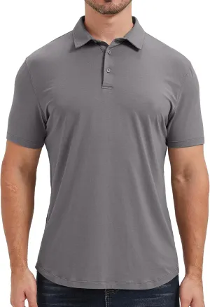 netdraw Mens Lightweight Bamboo Viscose Polo Ultra Soft Curved Hem UPF 50  Casual Collared Golf Shirt