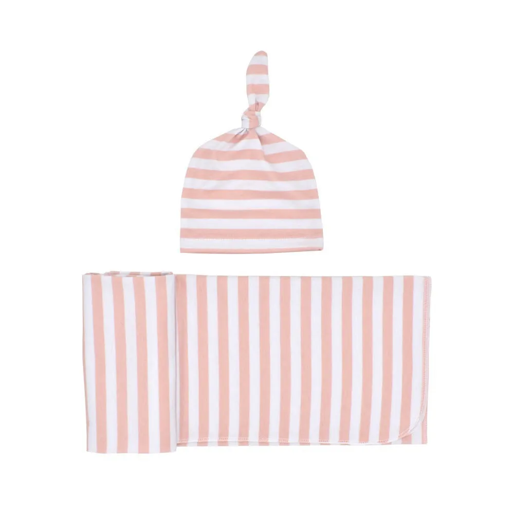 Newborn Pattern Wrapped Cap 2 Piece Set