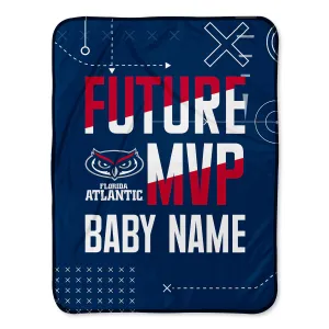 Personalized FAU Owls MVP Baby Pixel Fleece Blanket