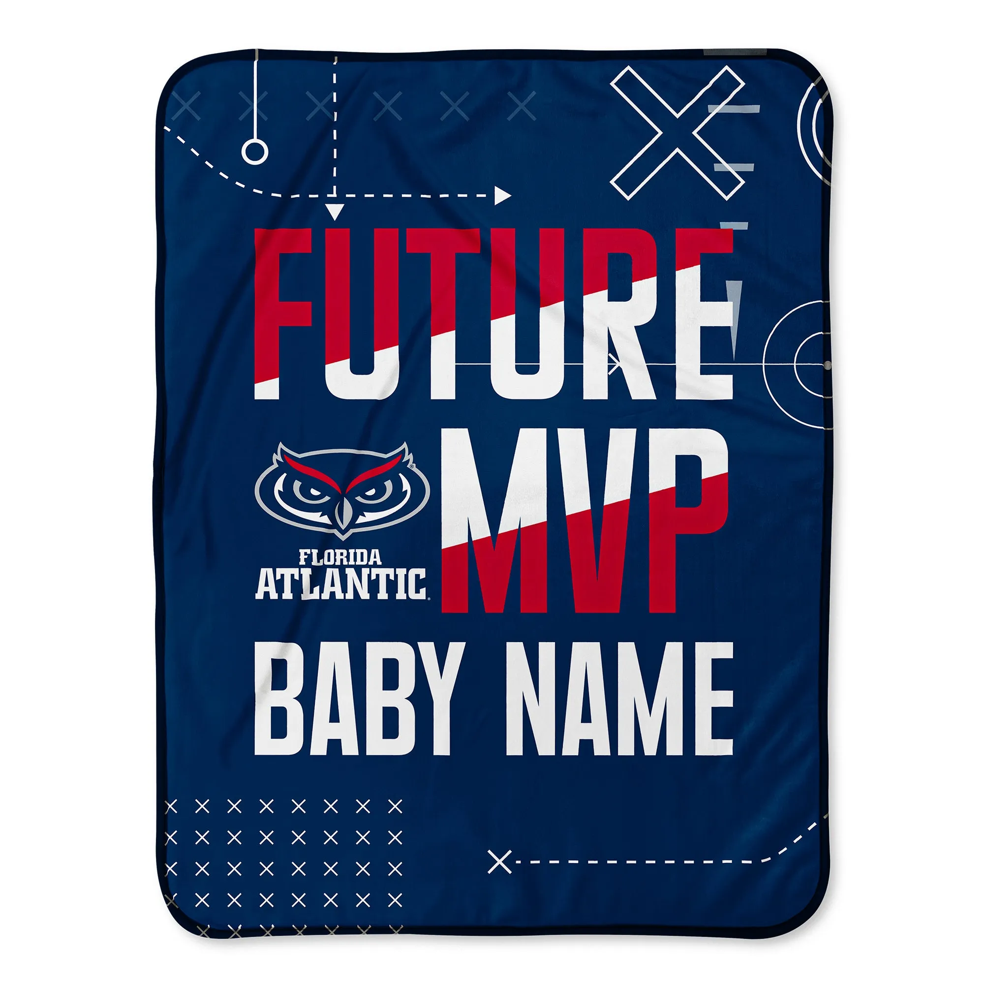 Personalized FAU Owls MVP Baby Pixel Fleece Blanket