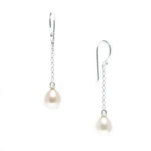 Poppy White Pearl Hook Earrings