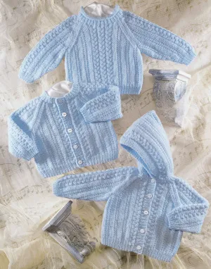 Sirdar - Baby Cardigan, Jacket & Jumper in Snuggly Double Knit - Knitting Pattern 3898