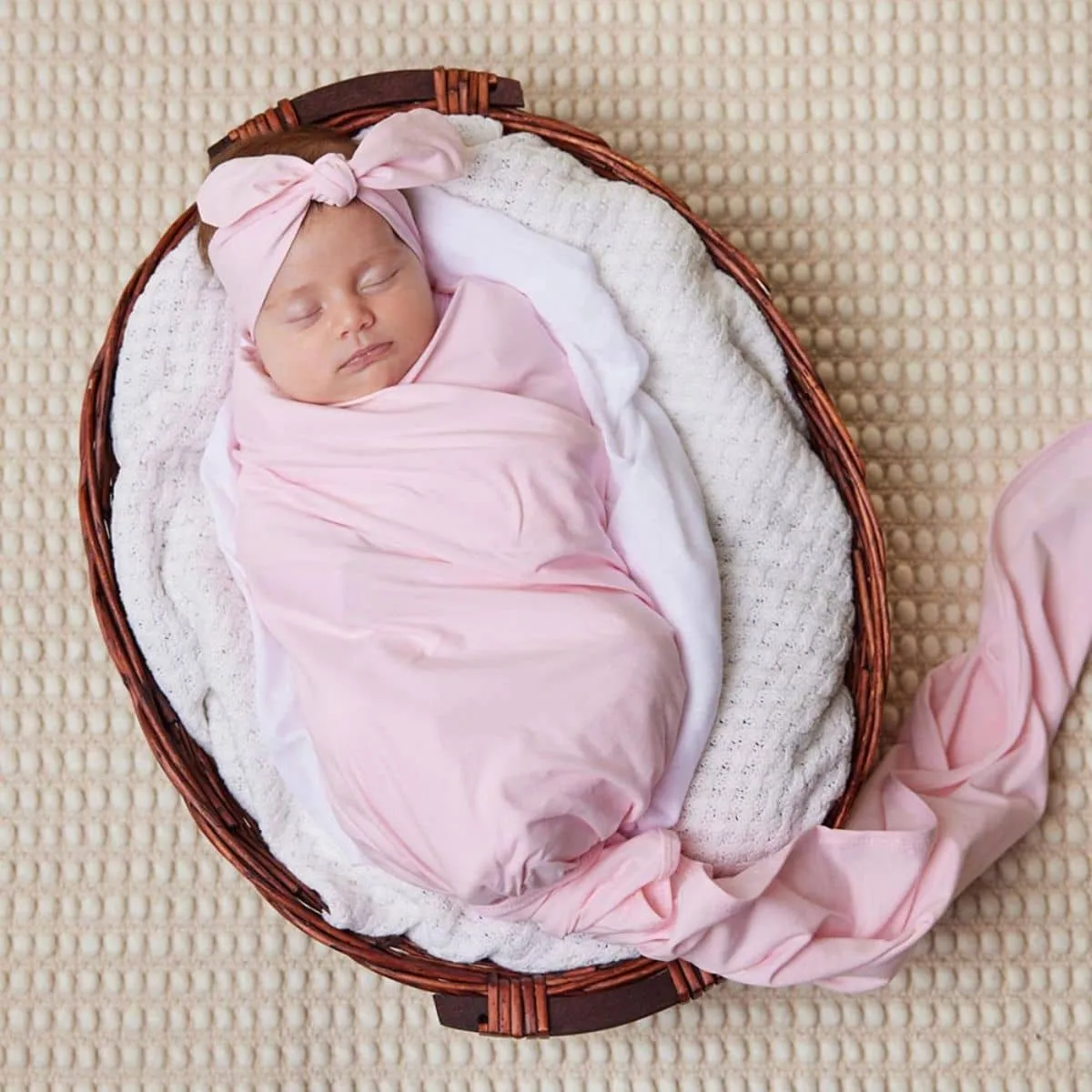 Snuggle Hunny Jersey Wrap with Matching Headwear - Baby Pink Organic