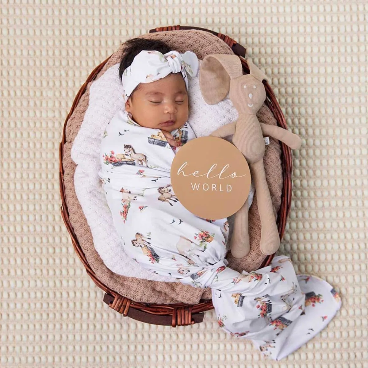 Snuggle Hunny Jersey Wrap with Matching Headwear - Pony Pals Organic