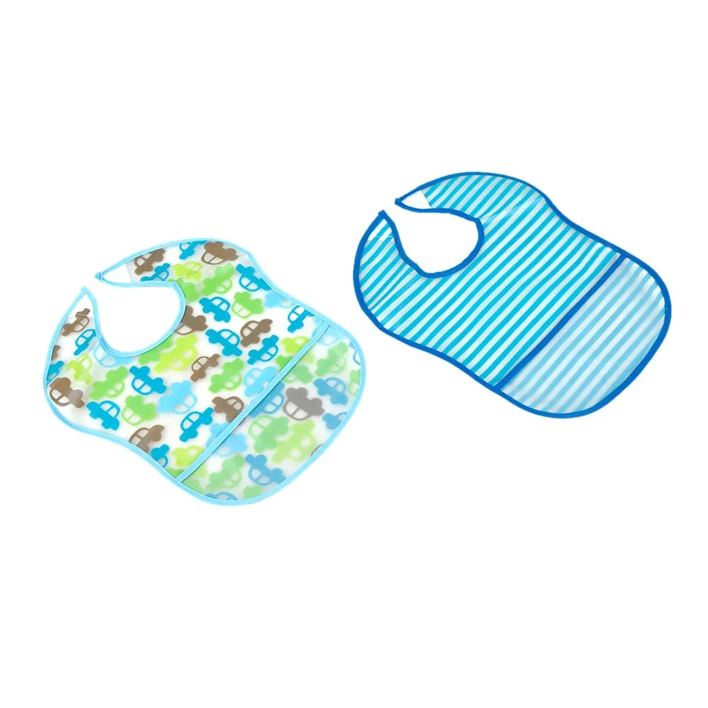 Striped Blue 2 Pk Bibs