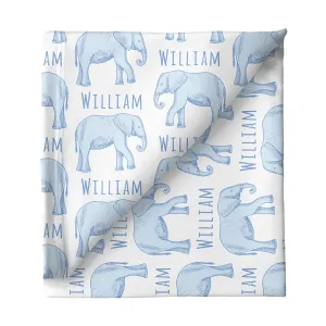 Sugar   Maple Large Stretchy Blanket - Elephant Blue