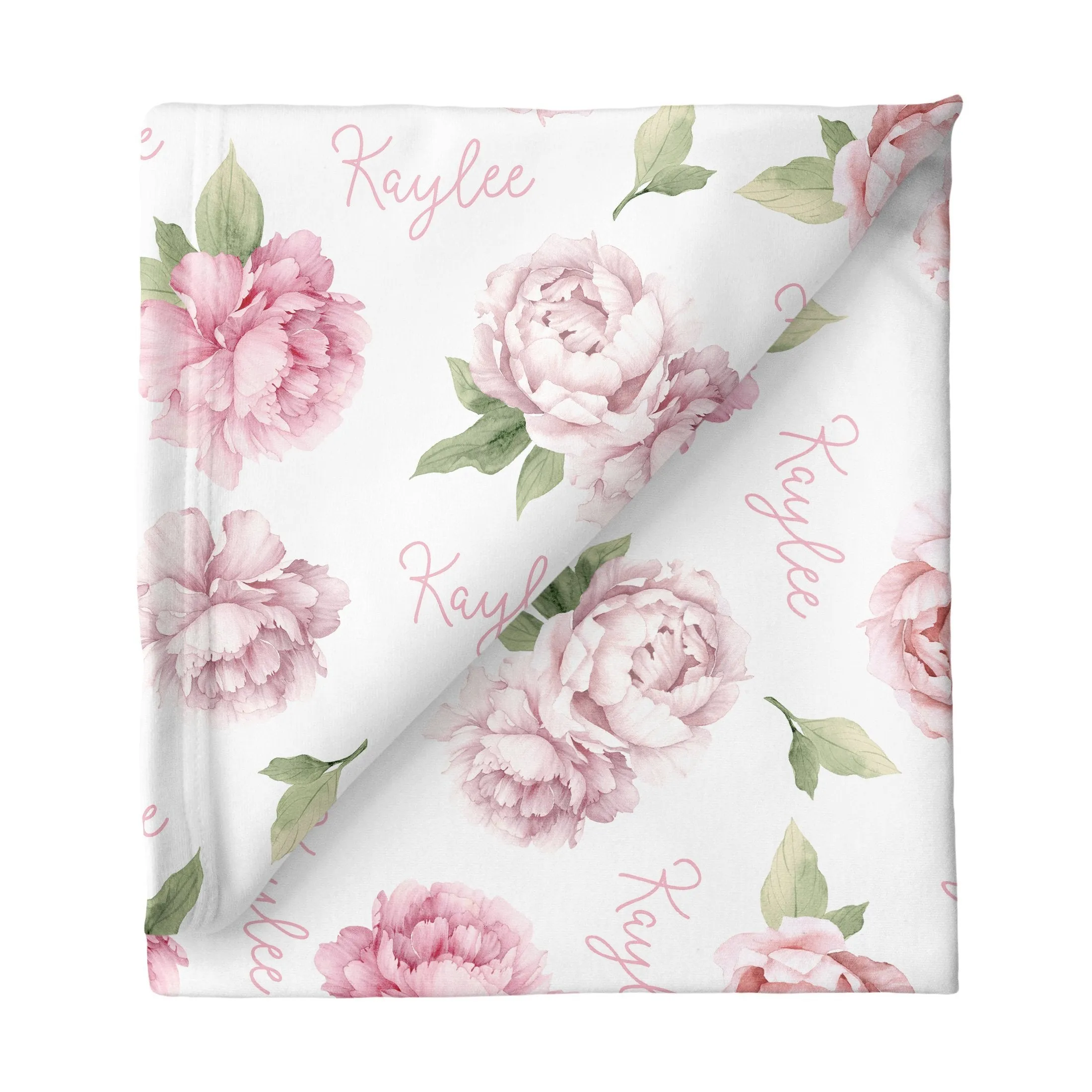 Sugar   Maple Large Stretchy Blanket - Pink Peonies