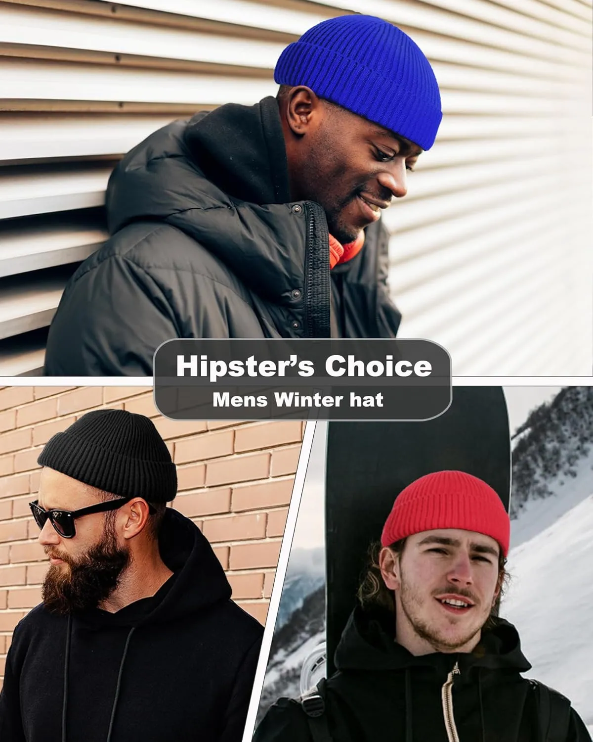 Swag Short Fisherman Beanie for Men Women, Wool Knit Cuff Soft Trawler Beanie Watch Hat, Winter Warm Hats Skull Cap