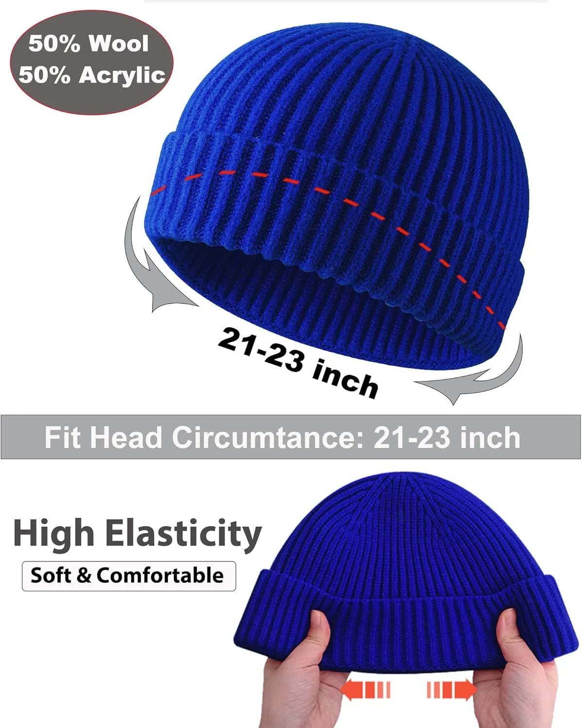 Swag Short Fisherman Beanie for Men Women, Wool Knit Cuff Soft Trawler Beanie Watch Hat, Winter Warm Hats Skull Cap