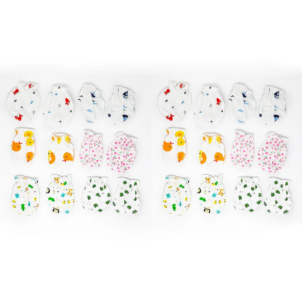 US 6-12 Pairs Baby Infant Anti-scratch Cotton Mittens Gloves Handguard 0-6 Month